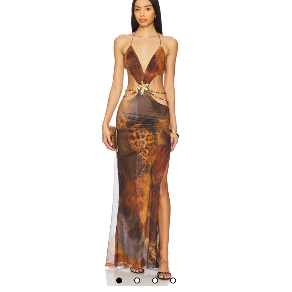 Brown and Black Tie-Dye Maxi Dress